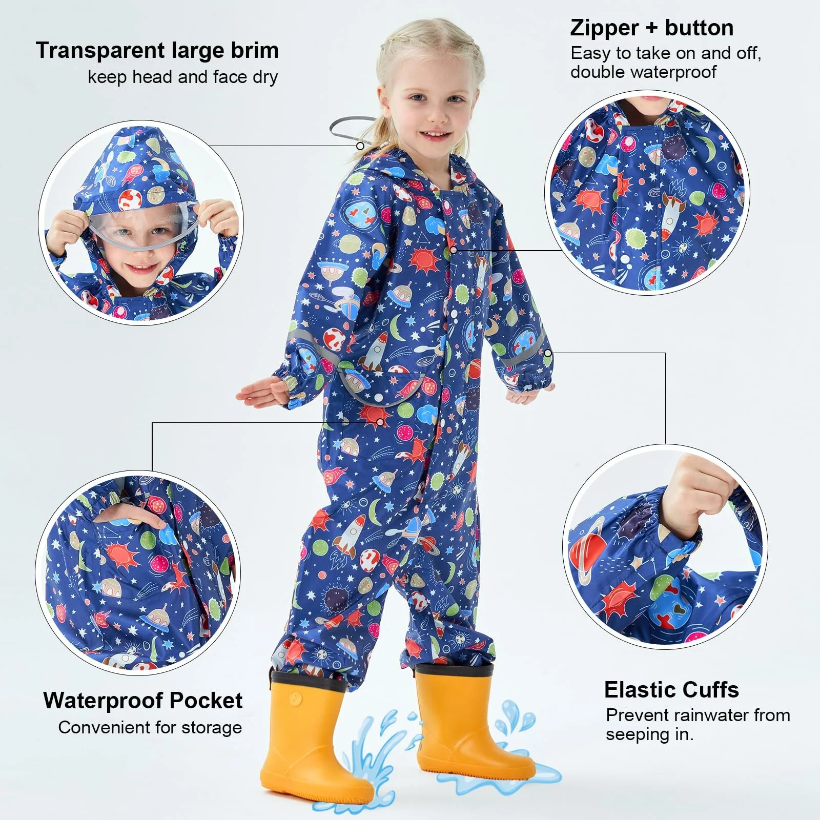 Дитячий дощовий костюм, дощовик для дівчаток та хлопчиків, суцільний дощовий одяг, фото №3 Дитячий дощовий костюм, дощовик для дівчаток та хлопчиків, суцільний дощовий одяг, фото №3
