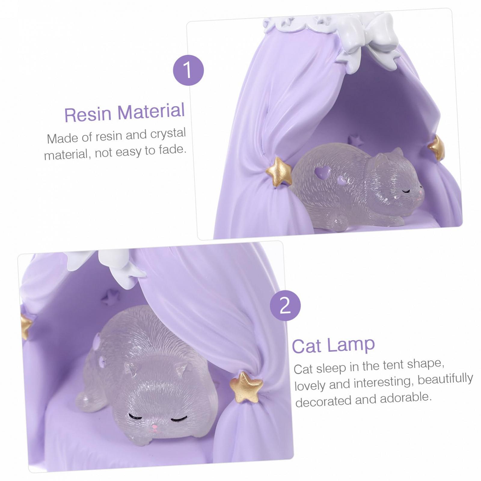 Настольная лампа AOKWAWALIY Katze Nachtlicht Kawaii в форме кошки ночник животное светодиодный светильник смена цветов кристалл декоративный свет фиолетовый, фото №4