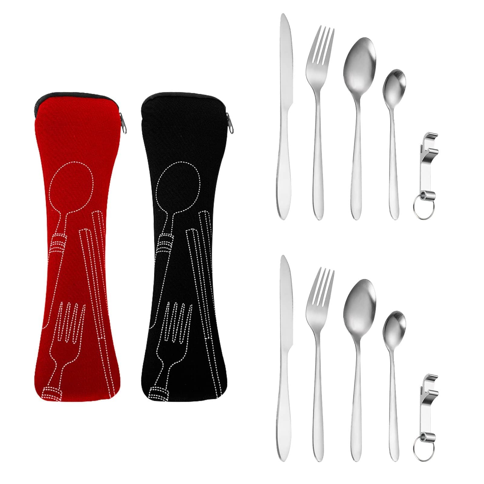 Набор столовых приборов EnixwH 10-Piece Stainless Steel с чехлом Черный, фото №3