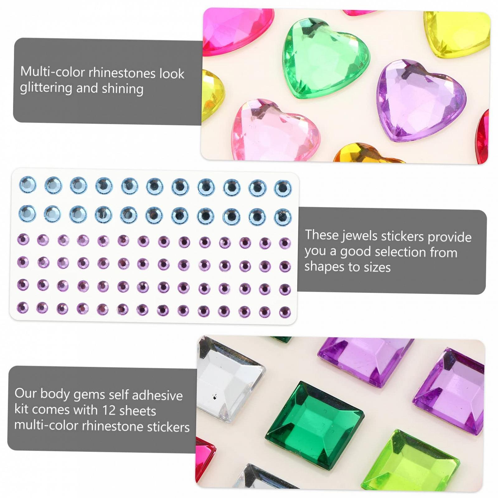 Стразы для ногтей PLAFOPE 12 листов, кристаллы для макияжа, самоклеящиеся без клея, для рукоделия и украшения подарков, фото №4