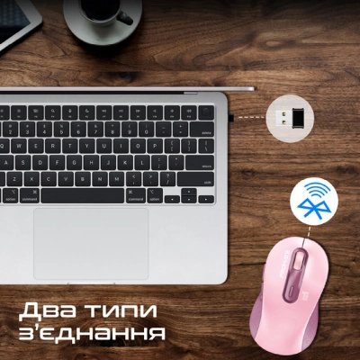 Мышка Promate Ken Wireless/Bluetooth Pink (ken.pink), фото №5