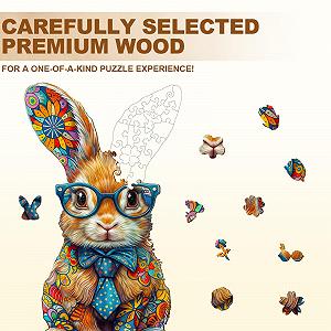 Дерев'яний пазл SECOGM Кольоровий кролик 100 елементів 21,5 x 21,5 см нерегулярної форми Подарункова коробка synthetic.ua - Фото 1