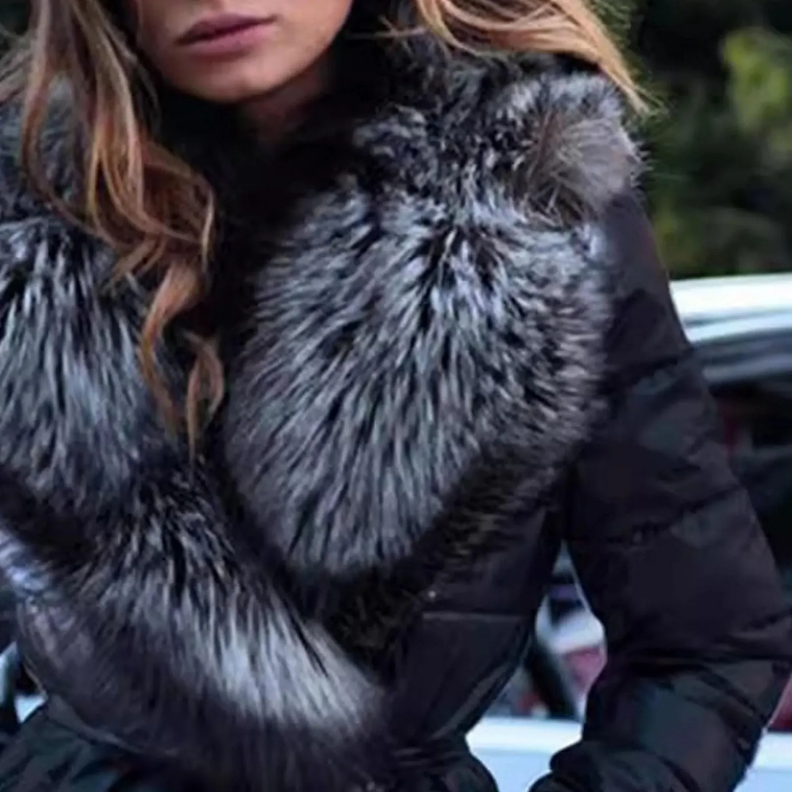 Пуховик с меховым воротником OULIWANGLUO Glitter Теплая зимняя, фото №2