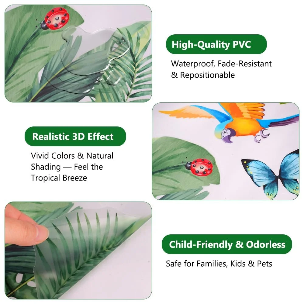 Наклейка на стіну Jungle Tropical Leaves 79 x 90 см, фото №3