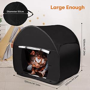 Палатка Yontwe Сенсорная 120 см для игр и отдыха для детей - помощь при аутизме, СДВ, тревоге, недостатке концентрации - Темная всплывающая пещера для взрослых synthetic.ua - Фото 1