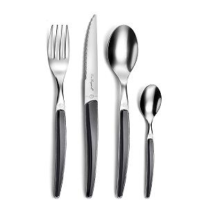 Купити Набір столових приборів Lou Laguiole Montana для 6 осіб, нержавіюча сталь 18/0 з кристалізованою декоративною ручкою, чорний, 24 предмети - Фото 1 Набір столових приборів Lou Laguiole Montana для 6 осіб, нержавіюча сталь 18/0 з кристалізованою декоративною ручкою, чорний, 24 предмети - Фото 1