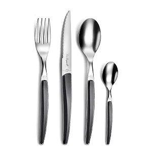 Купити Набір столових приборів Lou Laguiole Montana для 6 осіб, нержавіюча сталь 18/0 з кристалізованою декоративною ручкою, чорний, 24 предмети - Фото 1 Набір столових приборів Lou Laguiole Montana для 6 осіб, нержавіюча сталь 18/0 з кристалізованою декоративною ручкою, чорний, 24 предмети - Фото 1