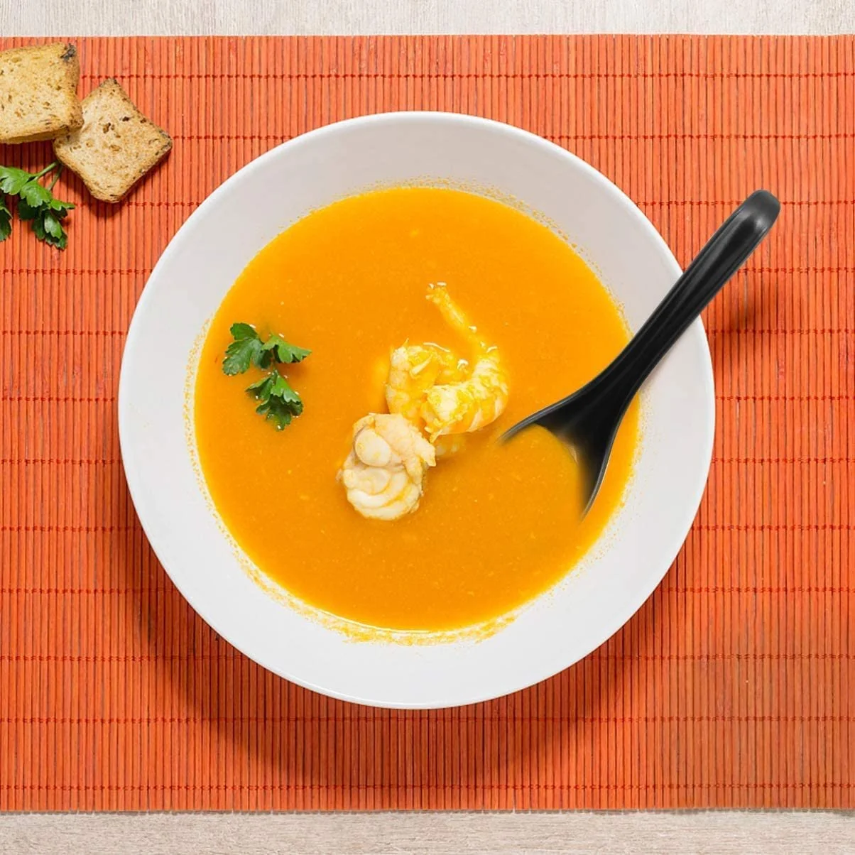 Набір з 6 супових ложок з меламіну, азіатські, фото №3