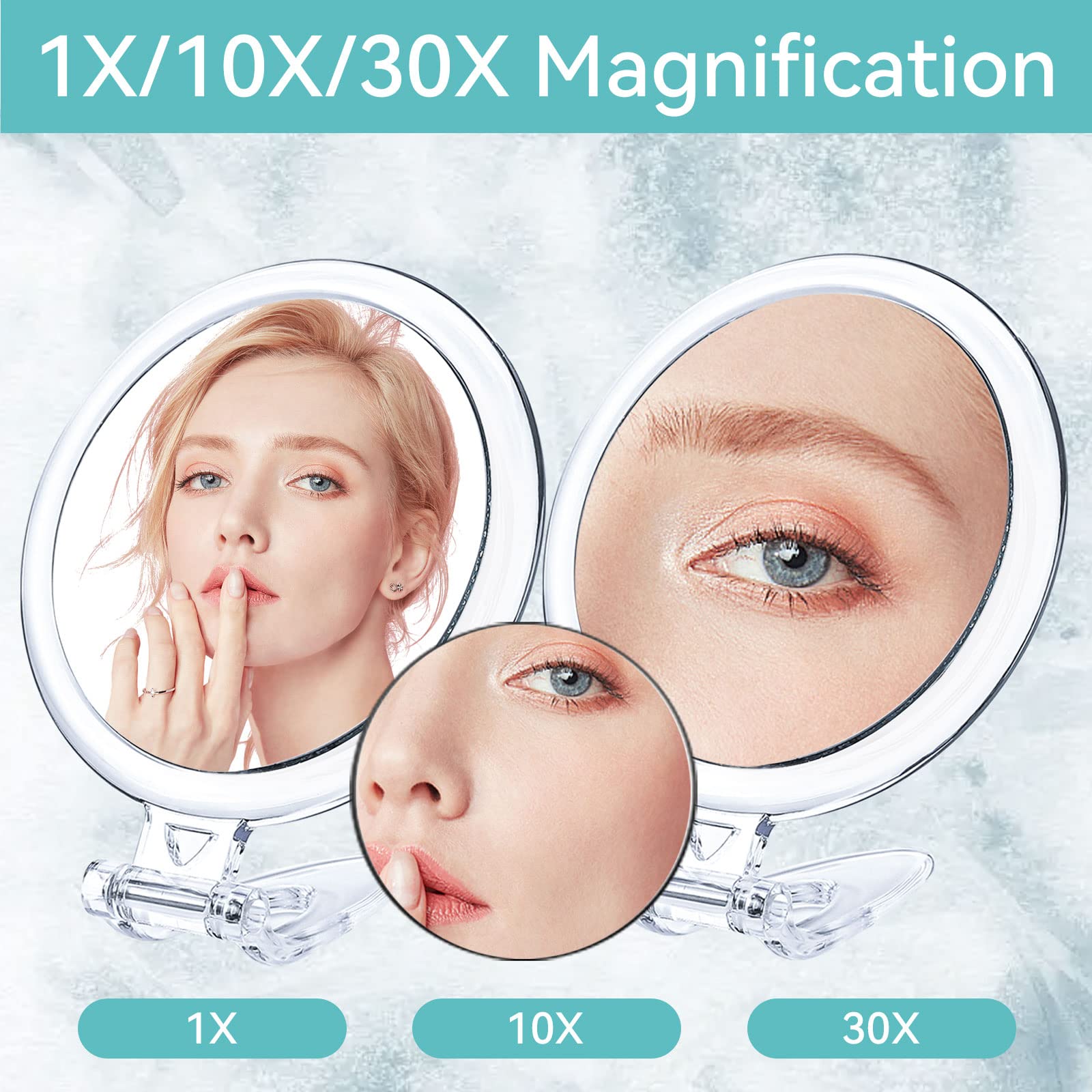 Дзеркало Beauty Planet з ручкою з збільшенням 30X з 10X присоскою 12.7 см і 8.9 см комплект, фото №2