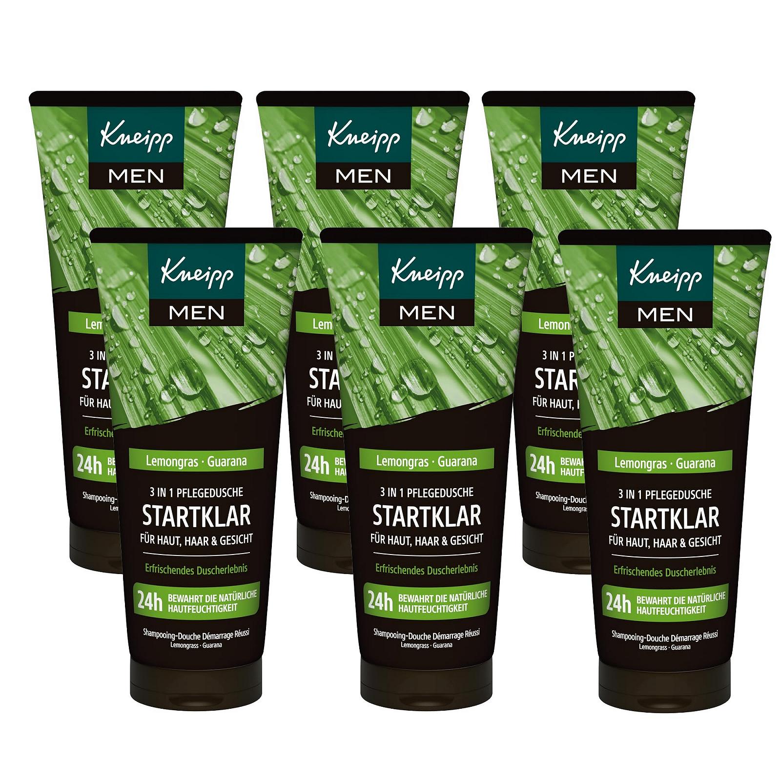 Гель для душа 3-в-1 Kneipp MEN Ready Лемонграсс и Гуарана 6 x 200 мл, фото №1