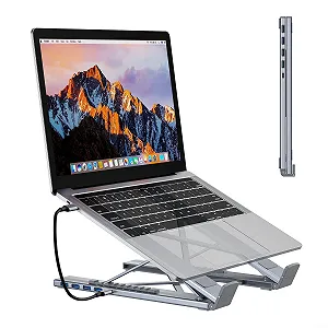 Регулируемая подставка для ноутбука 5 в 1, док-станция с 4 портами USB 3.0 для быстрой передачи данных, 9 уровней регулировки высоты для ноутбуков USB-C - Фото 1