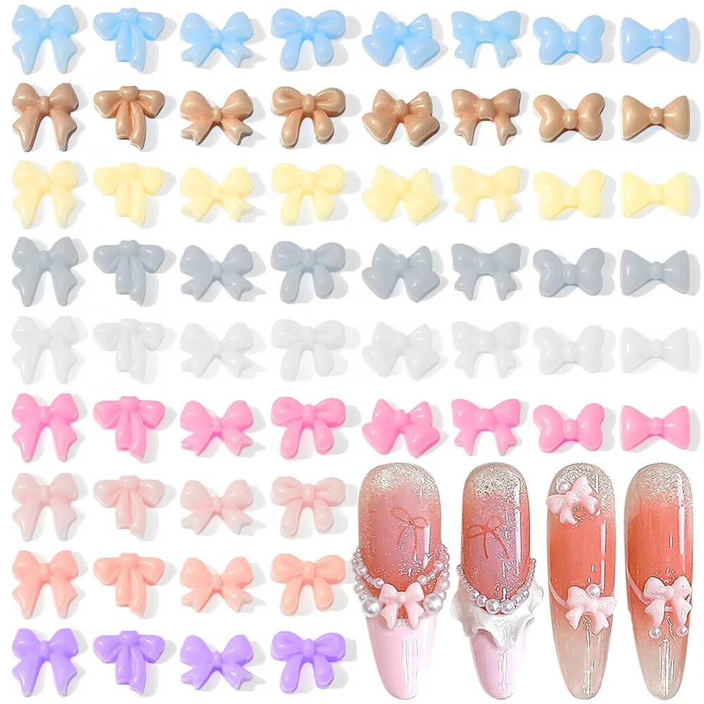 Украшения для ногтей Бантики 3D 80 шт Разноцветные, фото №1