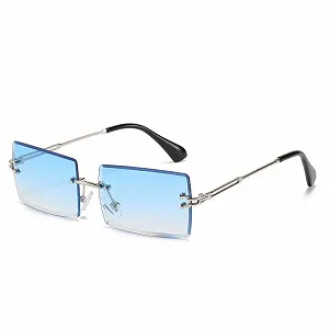 Модные солнцезащитные очки OSAGAMA Маленькие прямоугольные безрамочные для мужчин и женщин - Фото 1