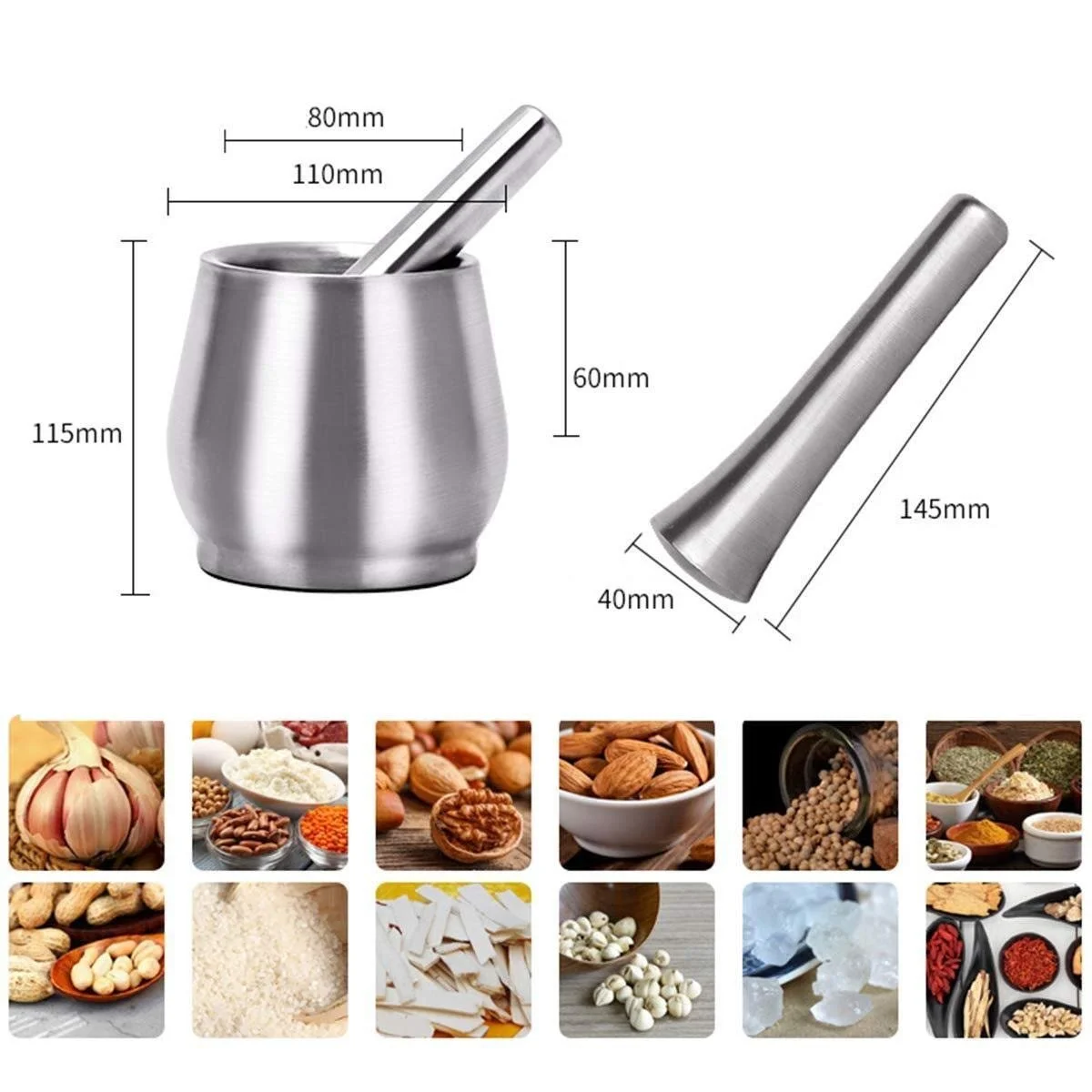 Ступка з товкачиком з нержавіючої сталі, фото №5