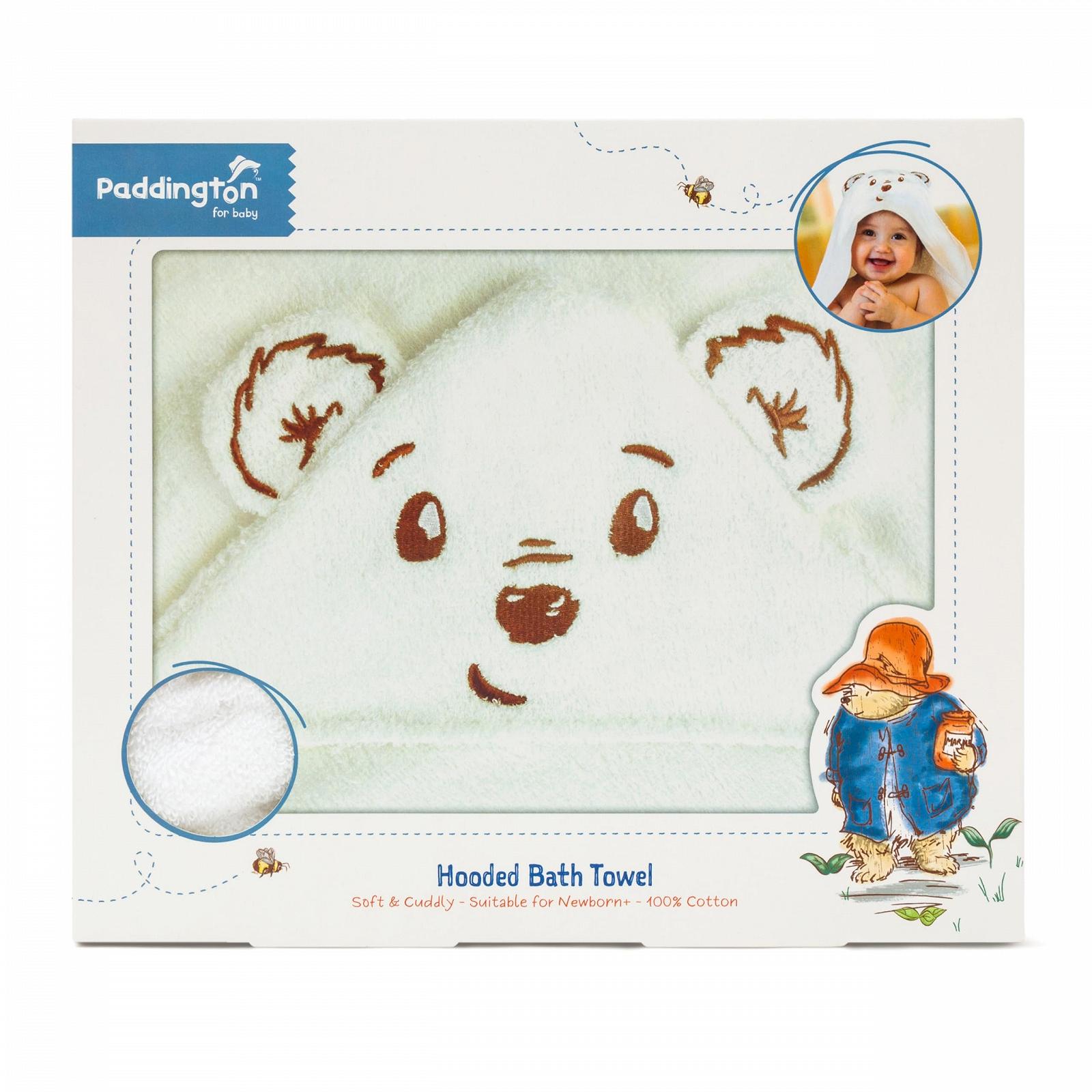 Полотенце с капюшоном Kokomo Studio Ltd Paddington Baby Luxury, 100% хлопок, очень мягкое, с вышивкой мордочки медвежонка Паддингтона, 75 x 75 см, фото №1