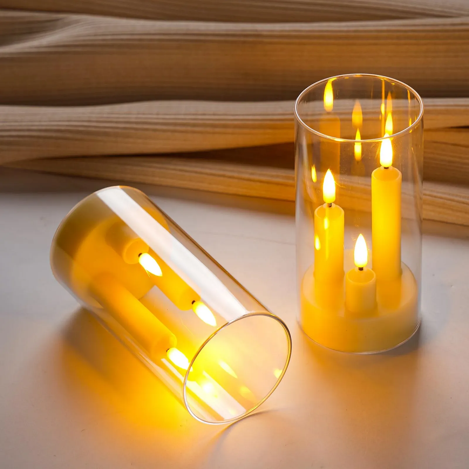 Світильник-свічка Da by LED Безполум'яна з пультом та таймером Слонова кістка Набір з 2 шт., фото №5