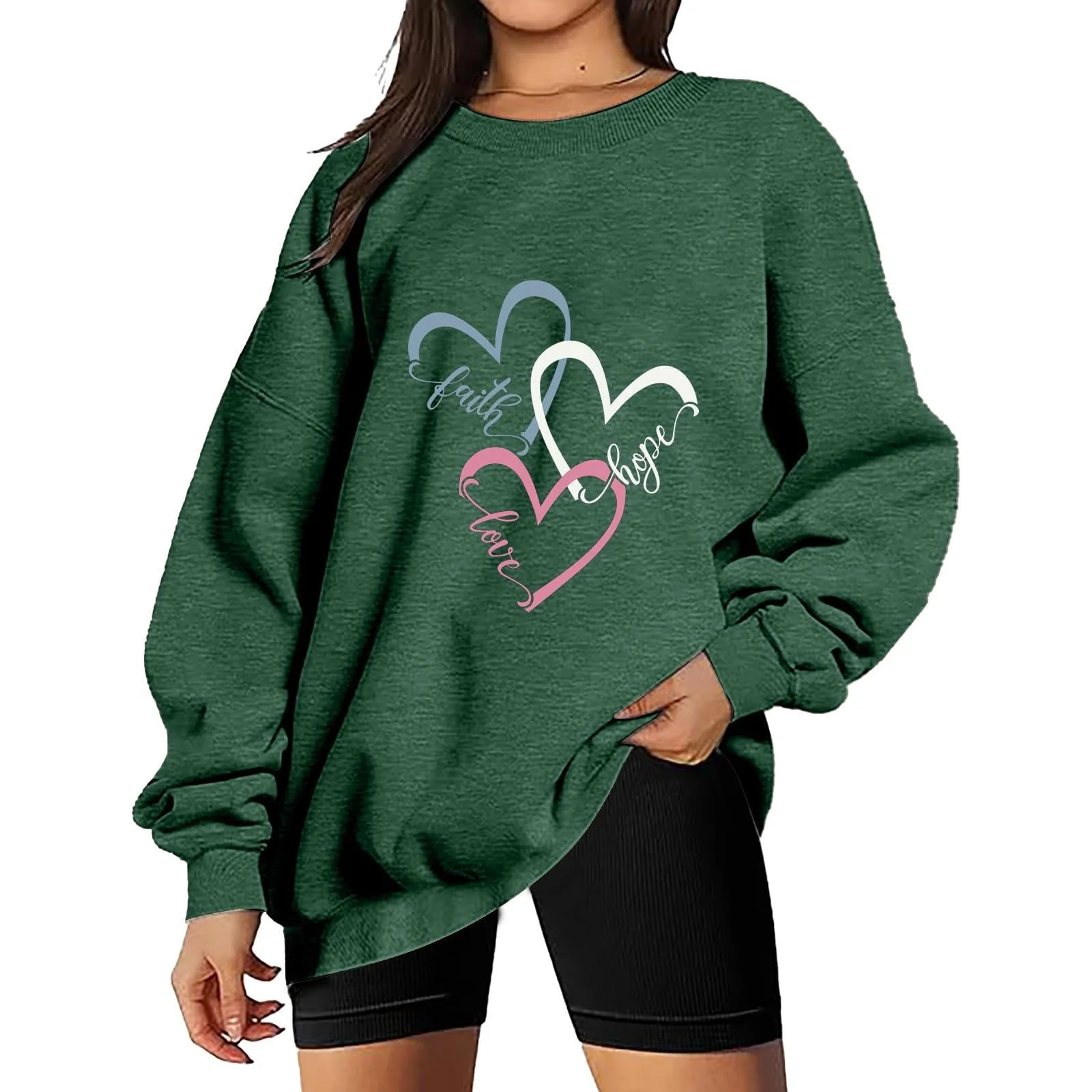 Свитшот Vhersily 2025 Модный Женский Повседневный Круглый Вырез День Святого Валентина Love You Funny Пуловер Дешевая Одежда, фото №1