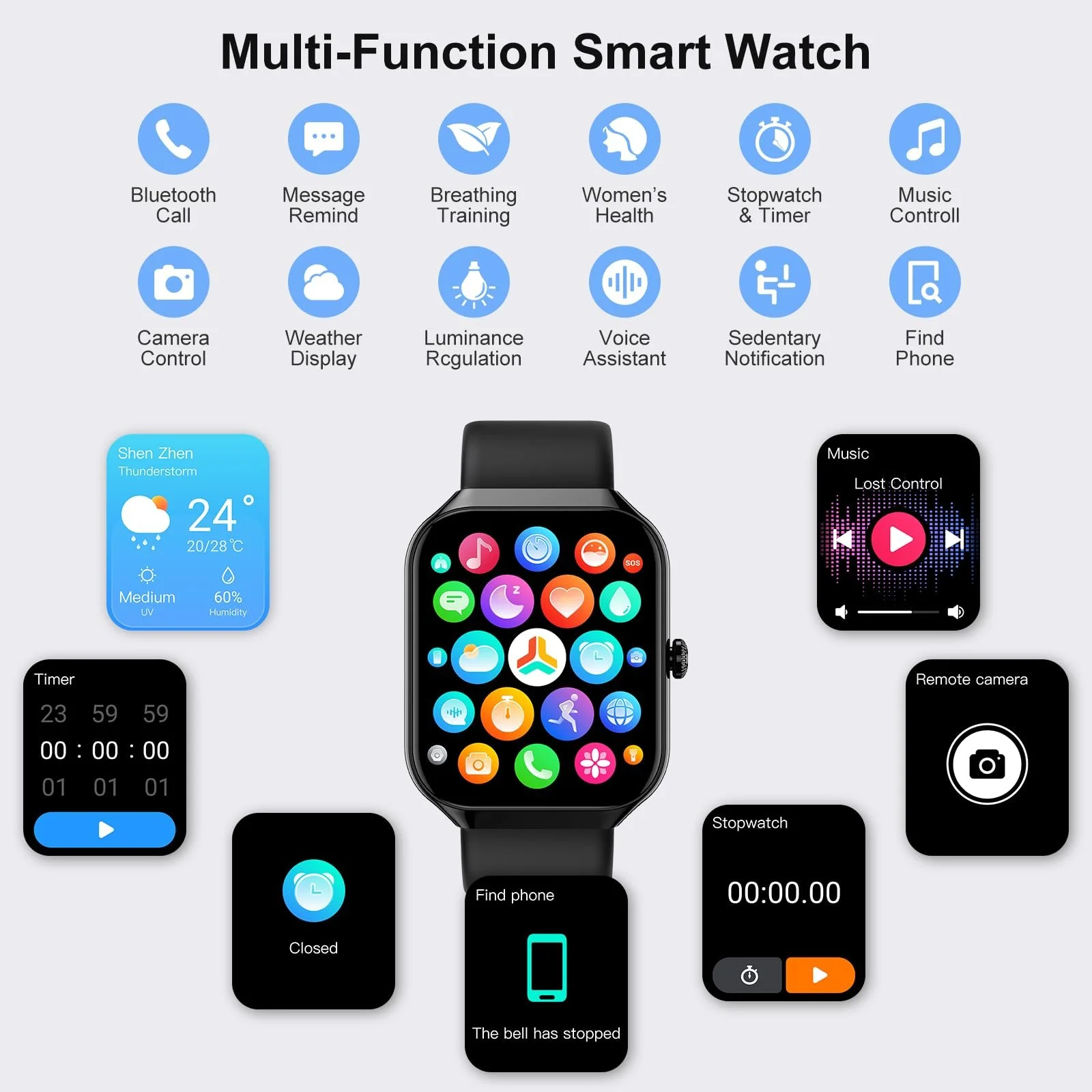 Смарт-часы 1.96 Inch Fitness Watch с функцией телефона, SpO2, монитор сердечного ритма, монитор сна, шагомер, 113+ спортивных режимов, IP68 водонепроницаемые, фото №5