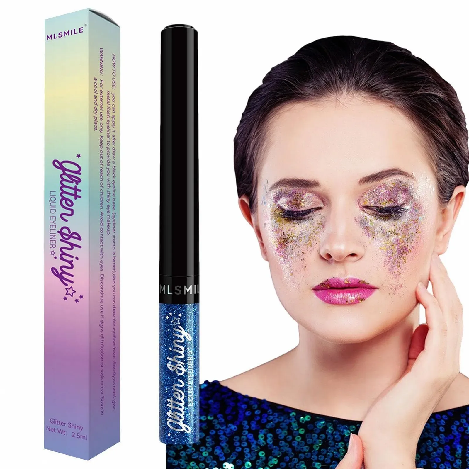 Жидкая Подводка для глаз с блестками Anulely, фото №6