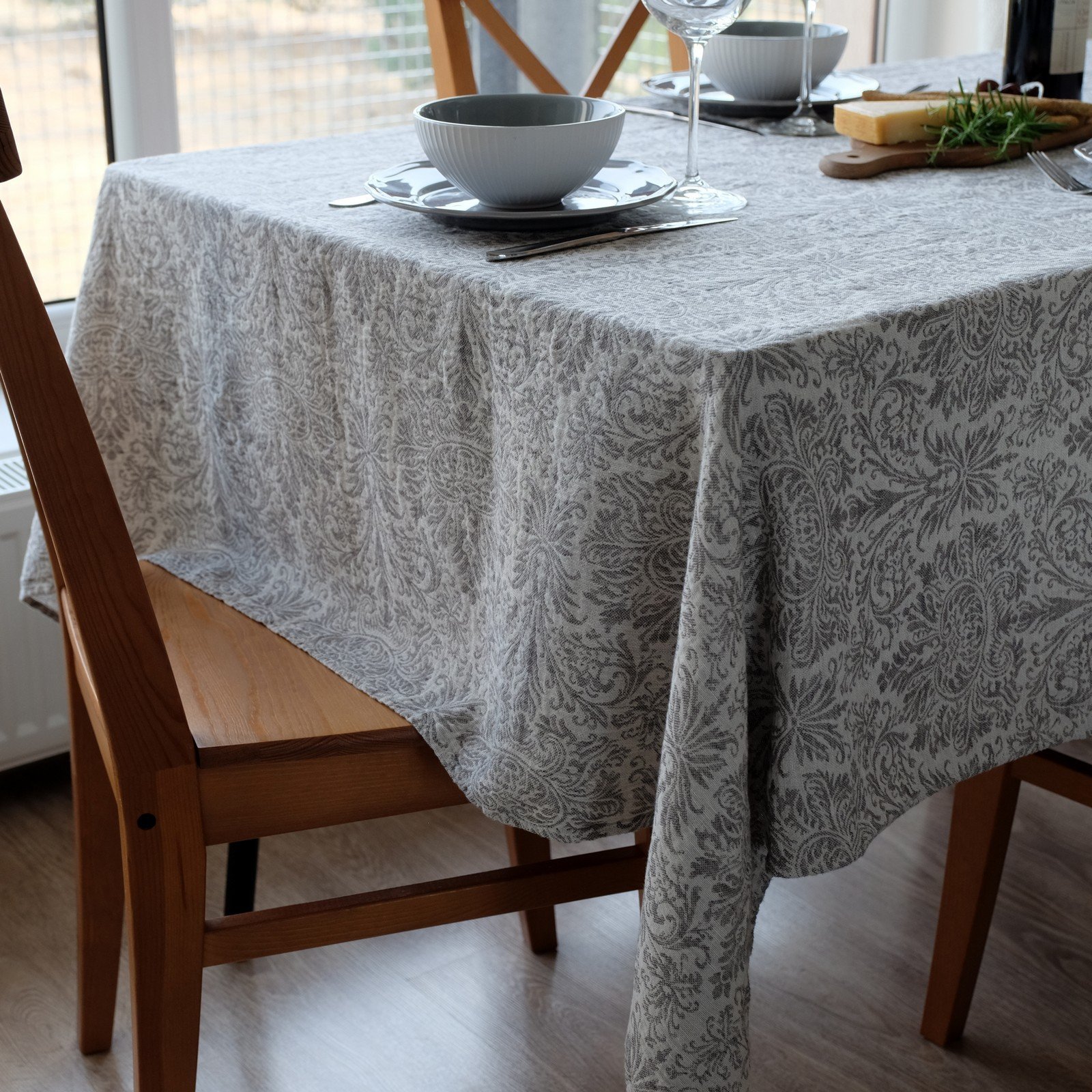 Скатертина Linen & Cotton Hercus жакардова дамастова 53% льон 47% бавовна, фото №2
