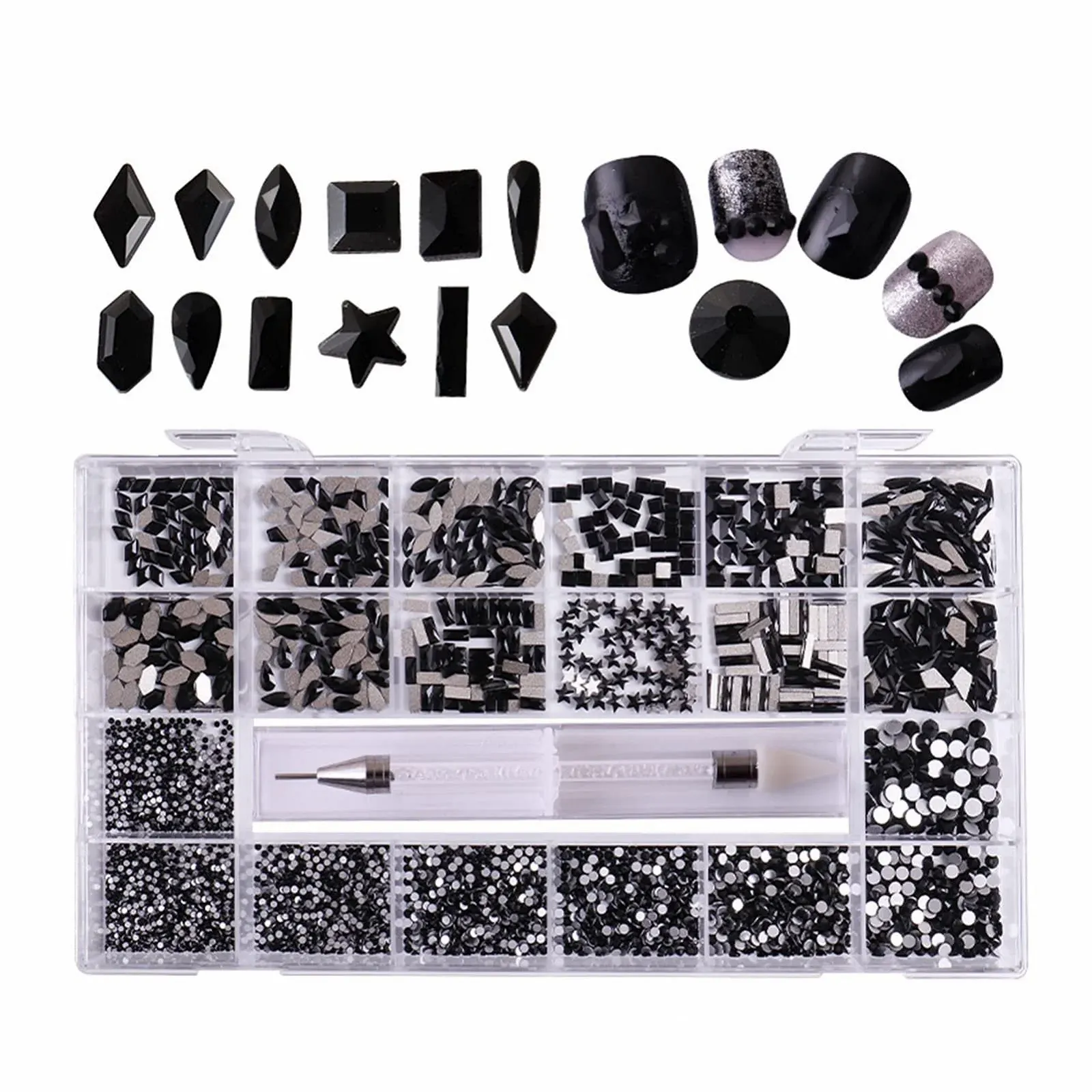 Набір страз для нігтів yaoqijie 2500 штчорний, фото №1 Набір страз для нігтів yaoqijie 2500 штчорний, фото №1