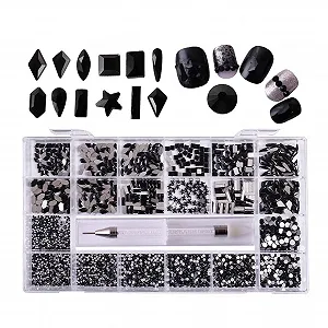 Набор страз для ногтей yaoqijie 2500 штук, черный - Фото 1