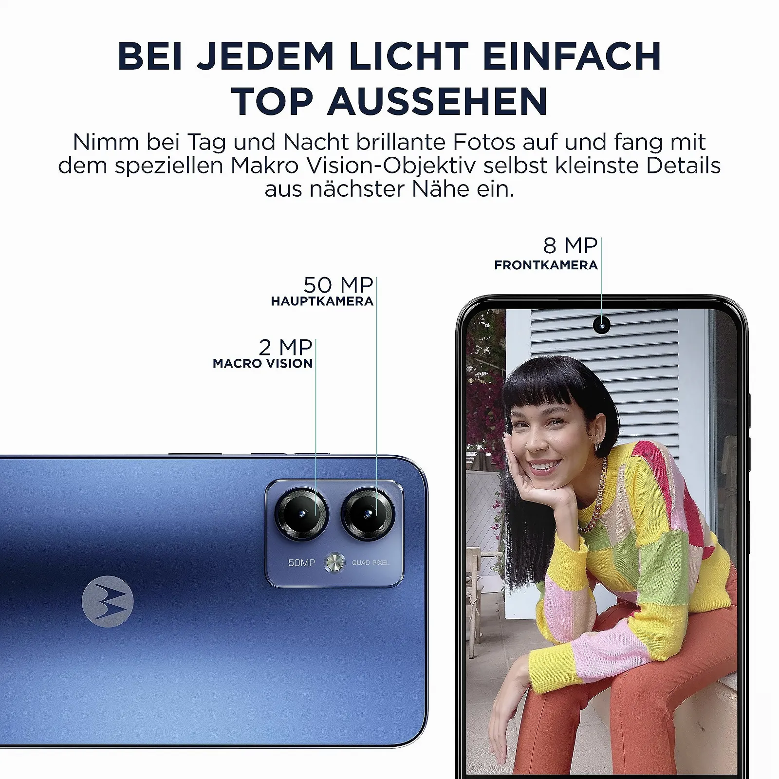 Смартфон Motorola Moto g14 6.5 дюйма FHD+ 4/128 GB 50 MP 5000 mAh Android 13 Sky Blue із захисним чохлом, фото №4
