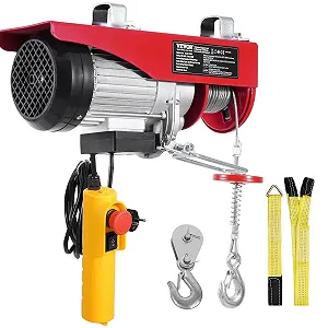 Электрическая лебедка VEVOR 400 кг / 850 Вт / стальной трос 12 м / пульт ДК 4.3 м / Красная synthetic.ua - Фото 1