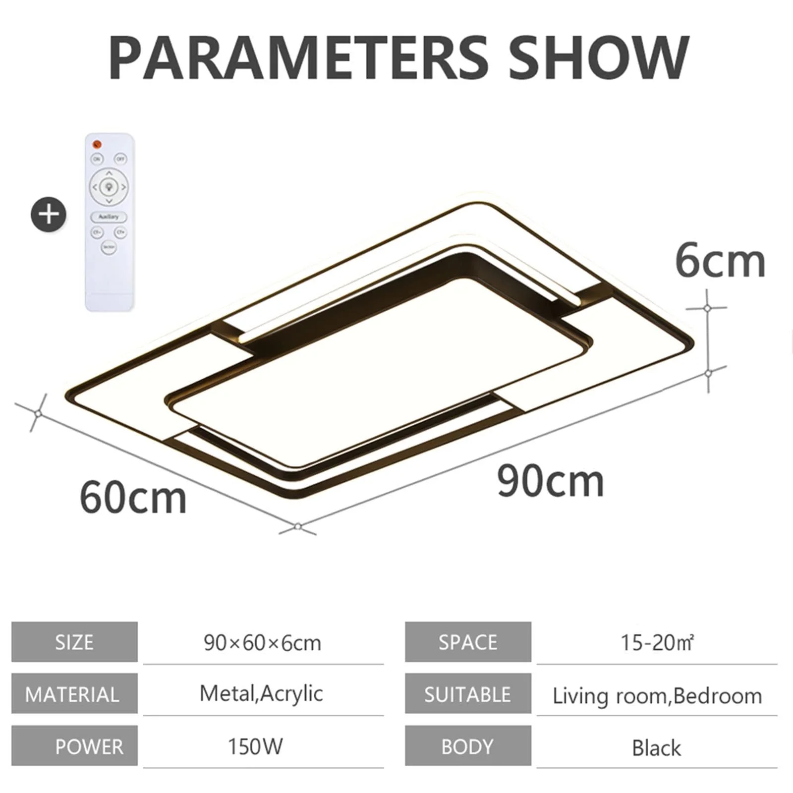 Світильник Style Home LED 150 Вт Змінний з Пультом ДУ Сучасний для Вітальні Спальні Дитячої Кімнати, фото №3