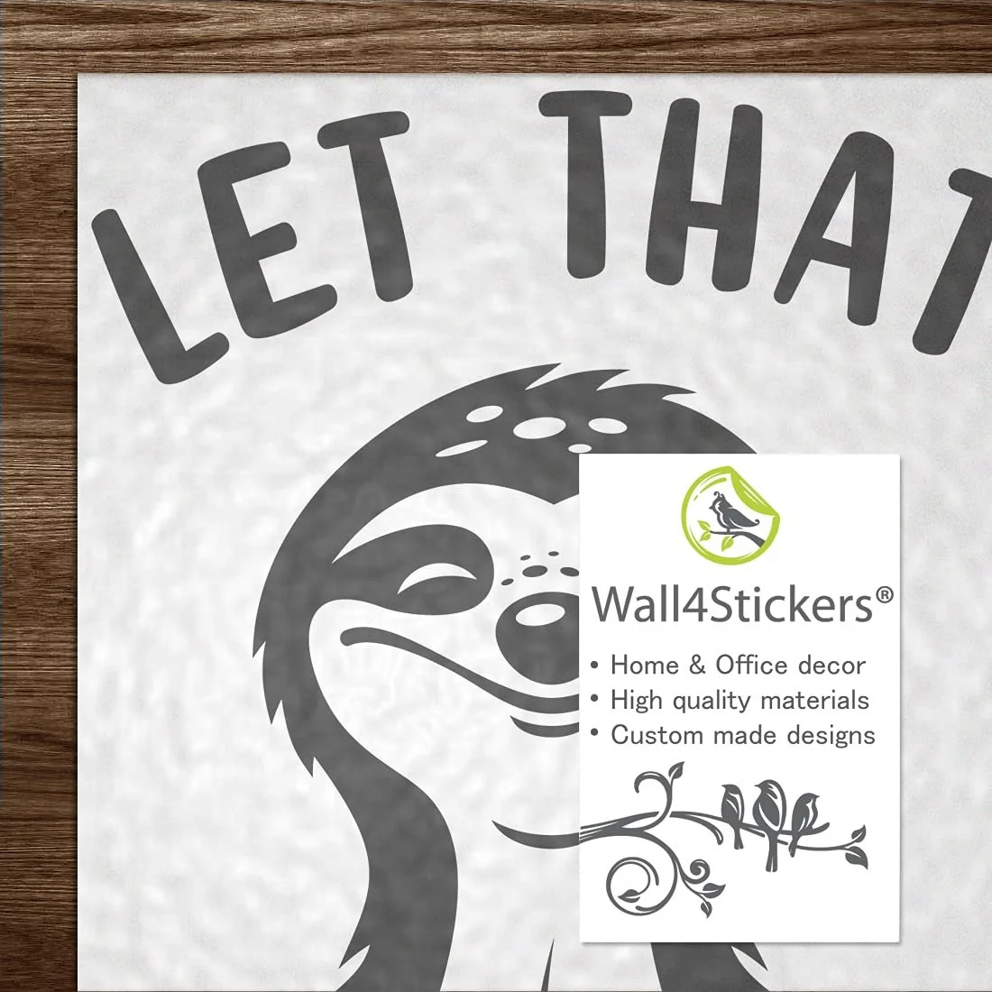 Наклейка на стіну Let That Sh*t Go Цитати Лінивець для медитації Матова, фото №6
