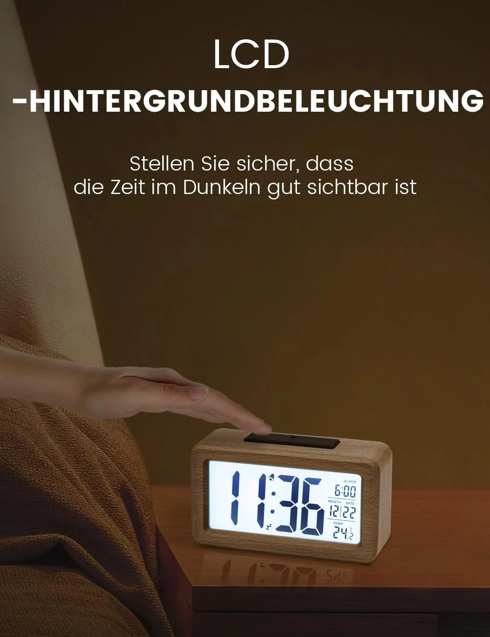 Цифровий Будильник aboveClock, Дерев'яний з Сенсорними Модулями, фото №5