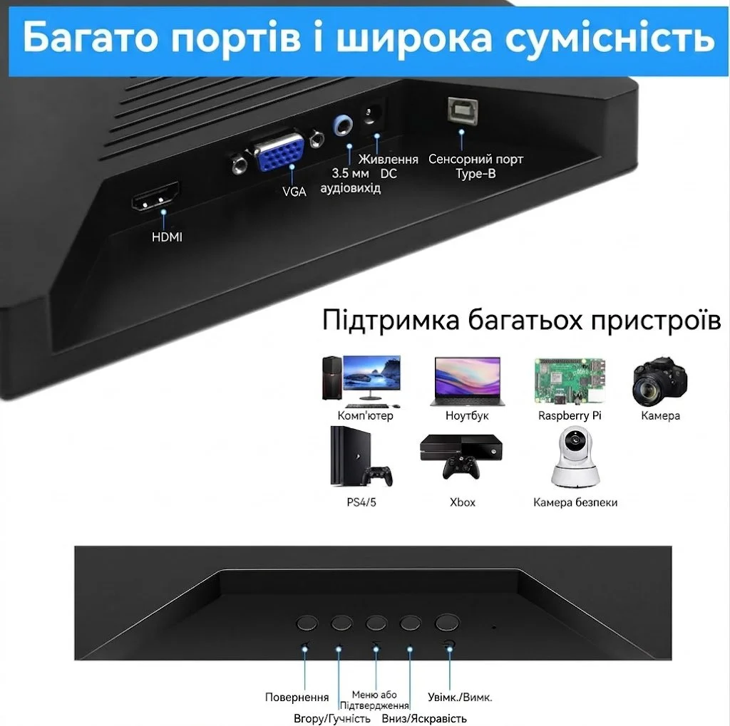 Монітор портативний сенсорний 13.3" Kenowa HD-133 Full HD IPS 60 Гц, фото №3