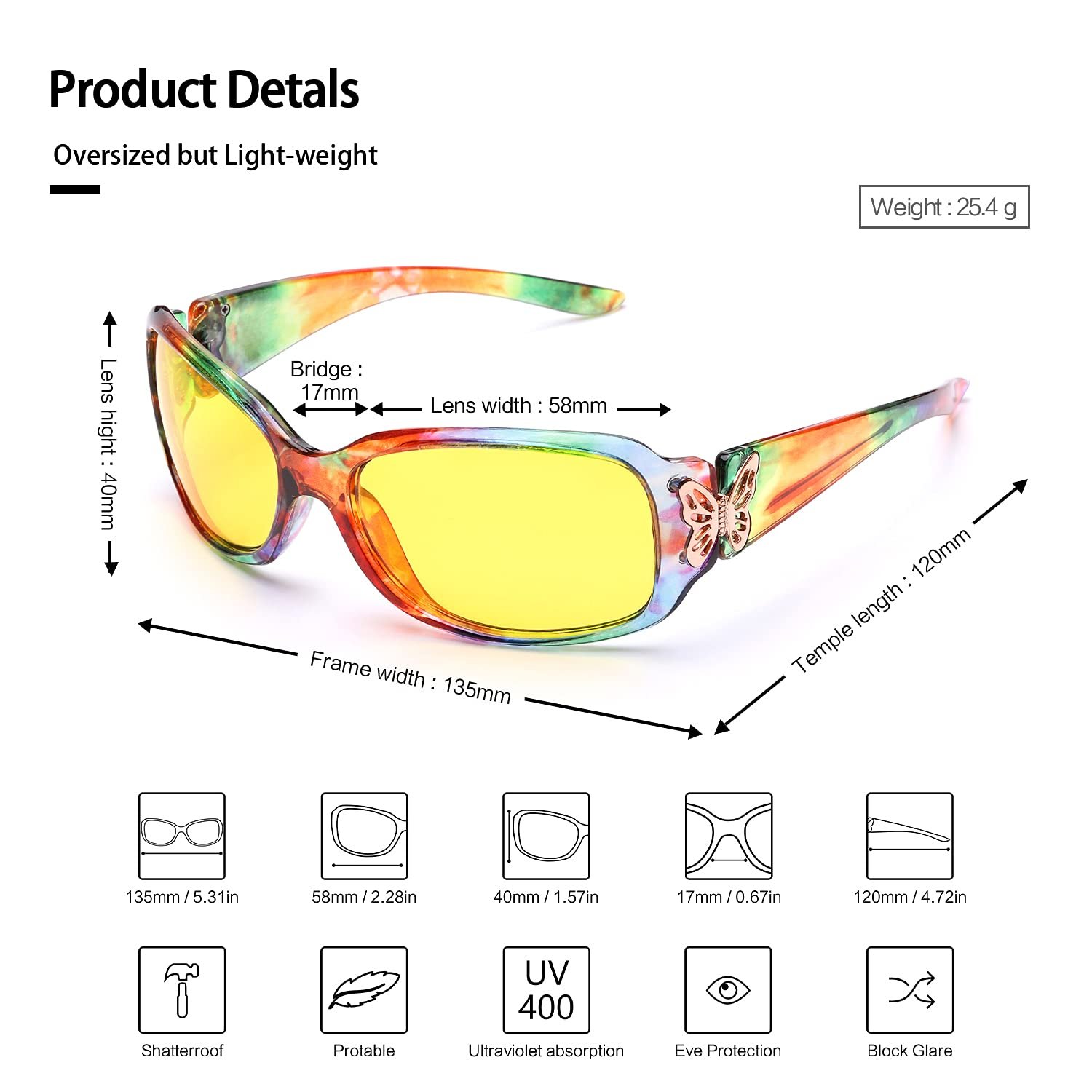 Очки для ночного вождения LVIOE Женские Желтая линза Антибликовые, фото №4 Очки для ночного вождения LVIOE Женские Желтая линза Антибликовые, фото №4