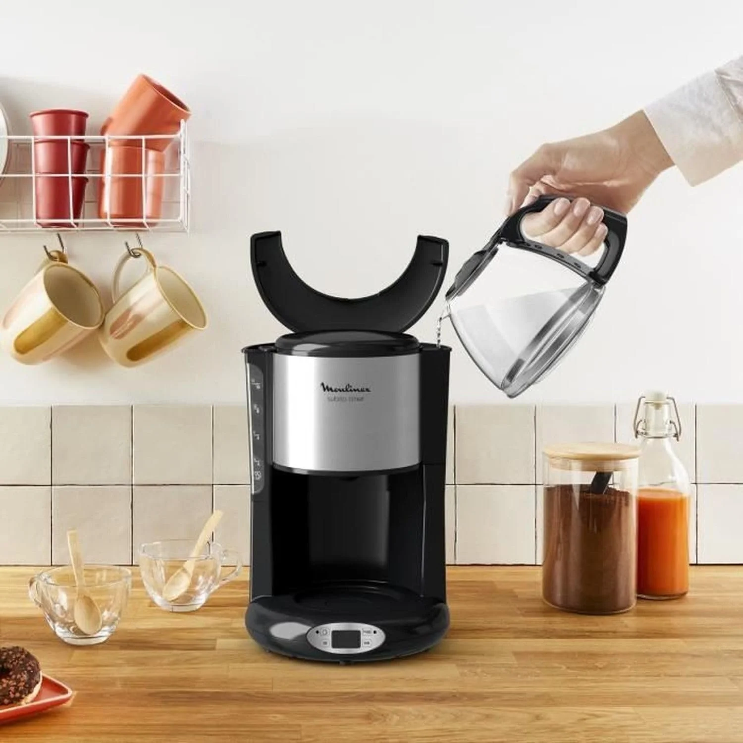 Фильтр-кофеварка Moulinex Subito FG362810 программируемая с таймером нержавеющая сталь / черная, фото №2