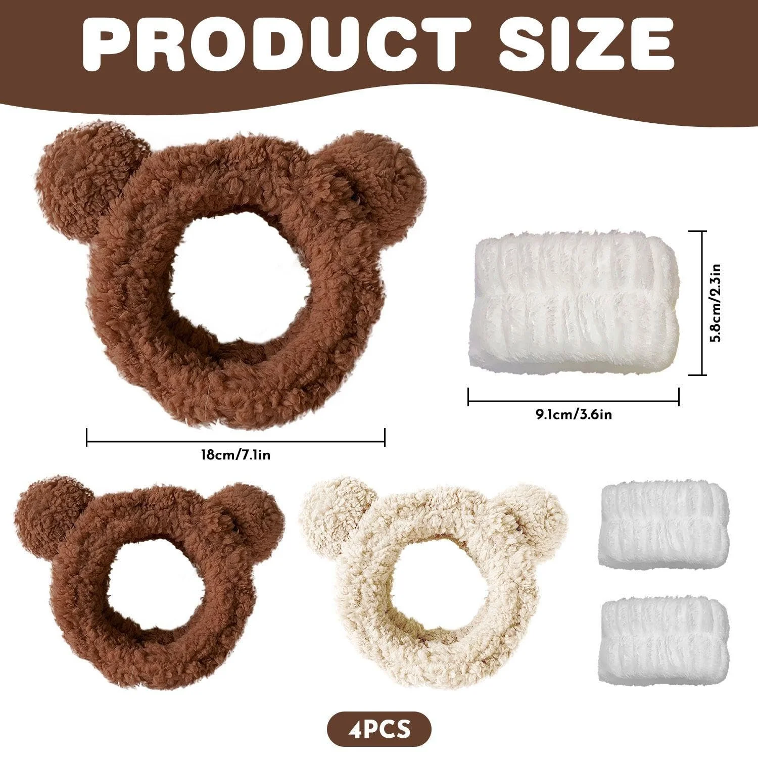 Набір: Плюшева пов'язка 2 шт, пара напульсників, фото №2