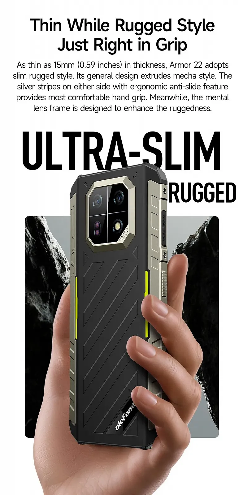 Защищенный смартфон Ulefone Armor 22 64 MP + 64 MP 16 GB + 128 GB 6.58" FHD + 120 Hz IP68 IP69K Android 13 NFC Green, фото №3