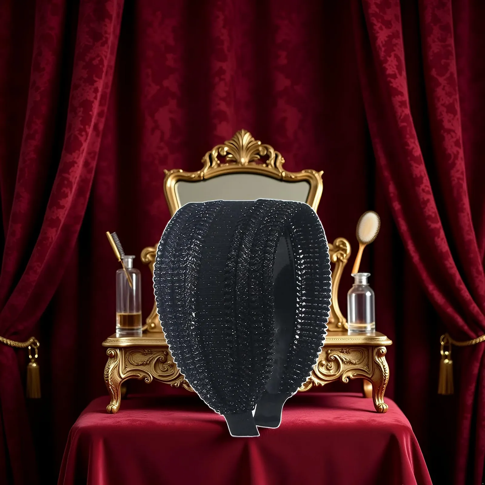 Винтажный обруч для волос Черный, фото №3