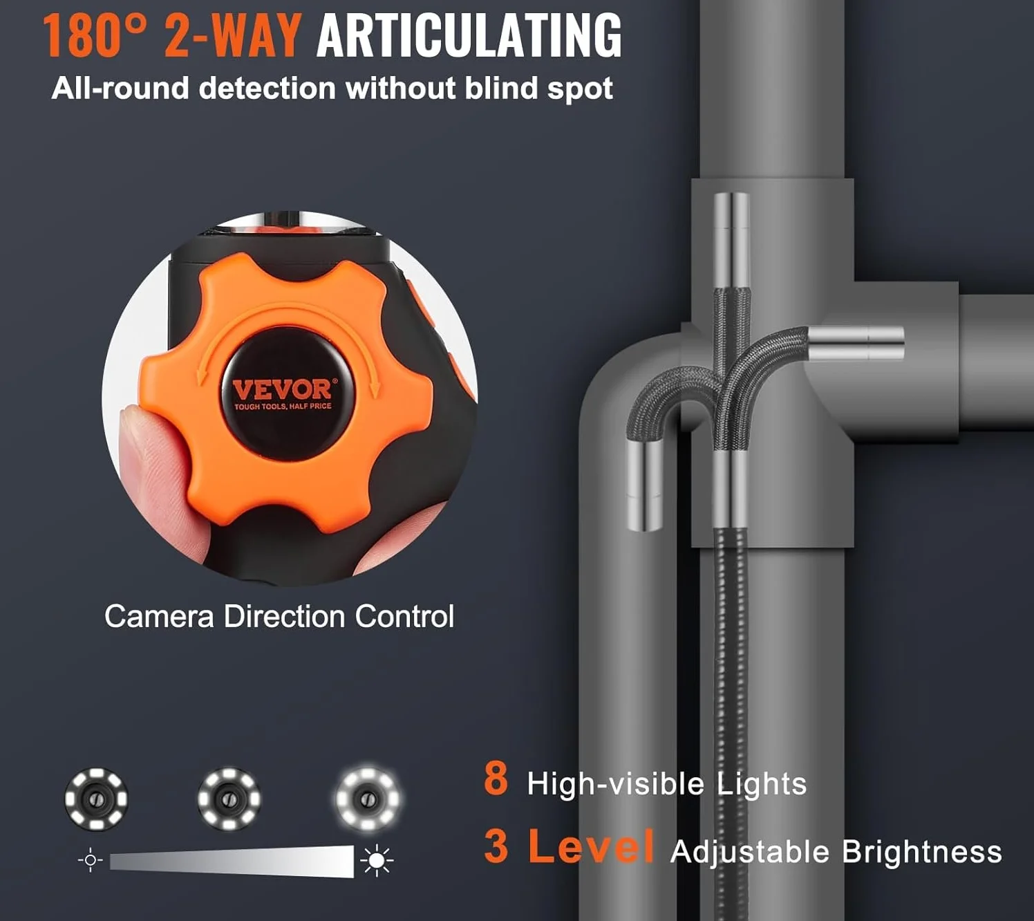 Эндоскоп VEVOR ZX2-D / 5" / 1м / Влагозащита IP67 / Черный, фото №5 Эндоскоп VEVOR ZX2-D / 5" / 1м / Влагозащита IP67 / Черный, фото №5