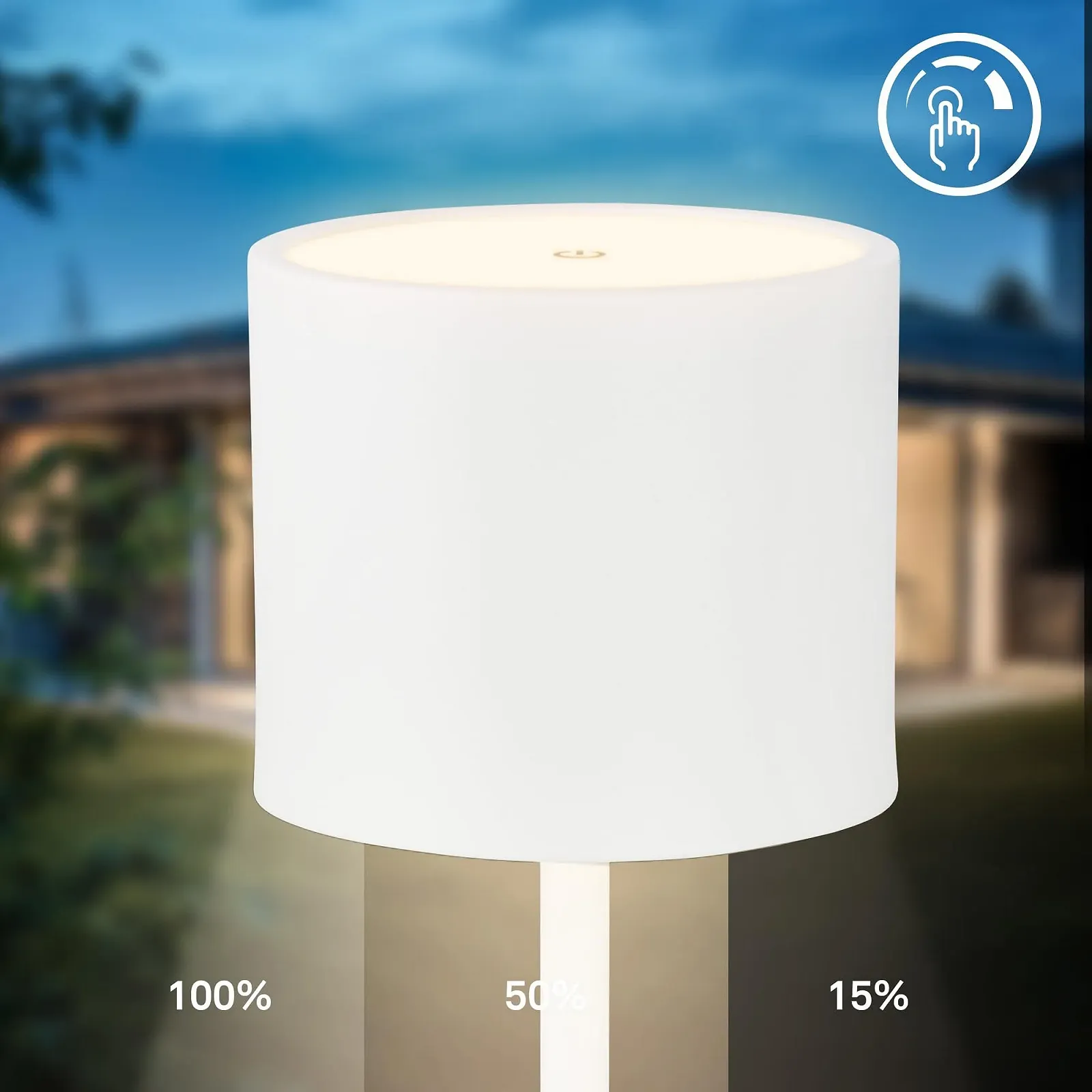 Світлодіодна настільна лампа B.K.Licht бездротова IP44 зі ступінчастим димуванням змінна батарея 39,5 см біла, фото №6
