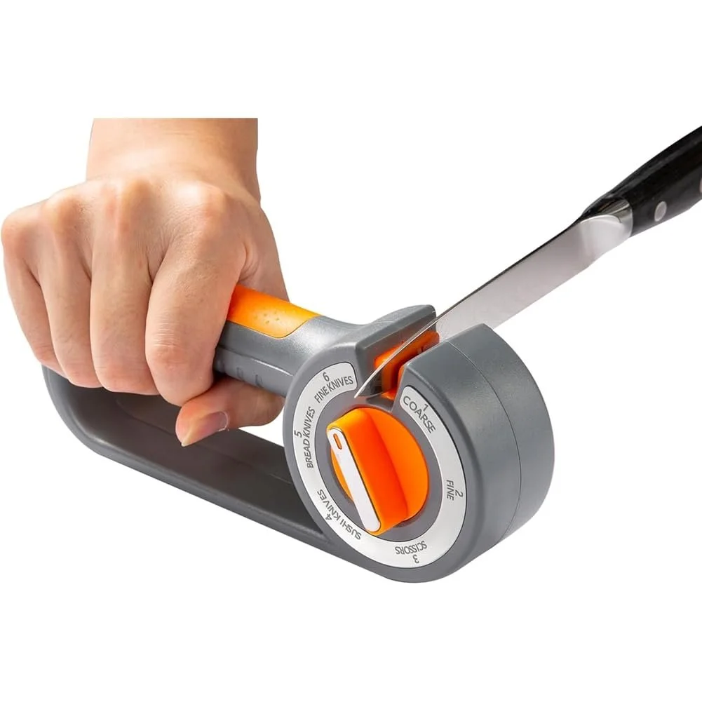 Точилка для ножів 6-в-1 ручна кишенькова для кухонних ножів, фото №1