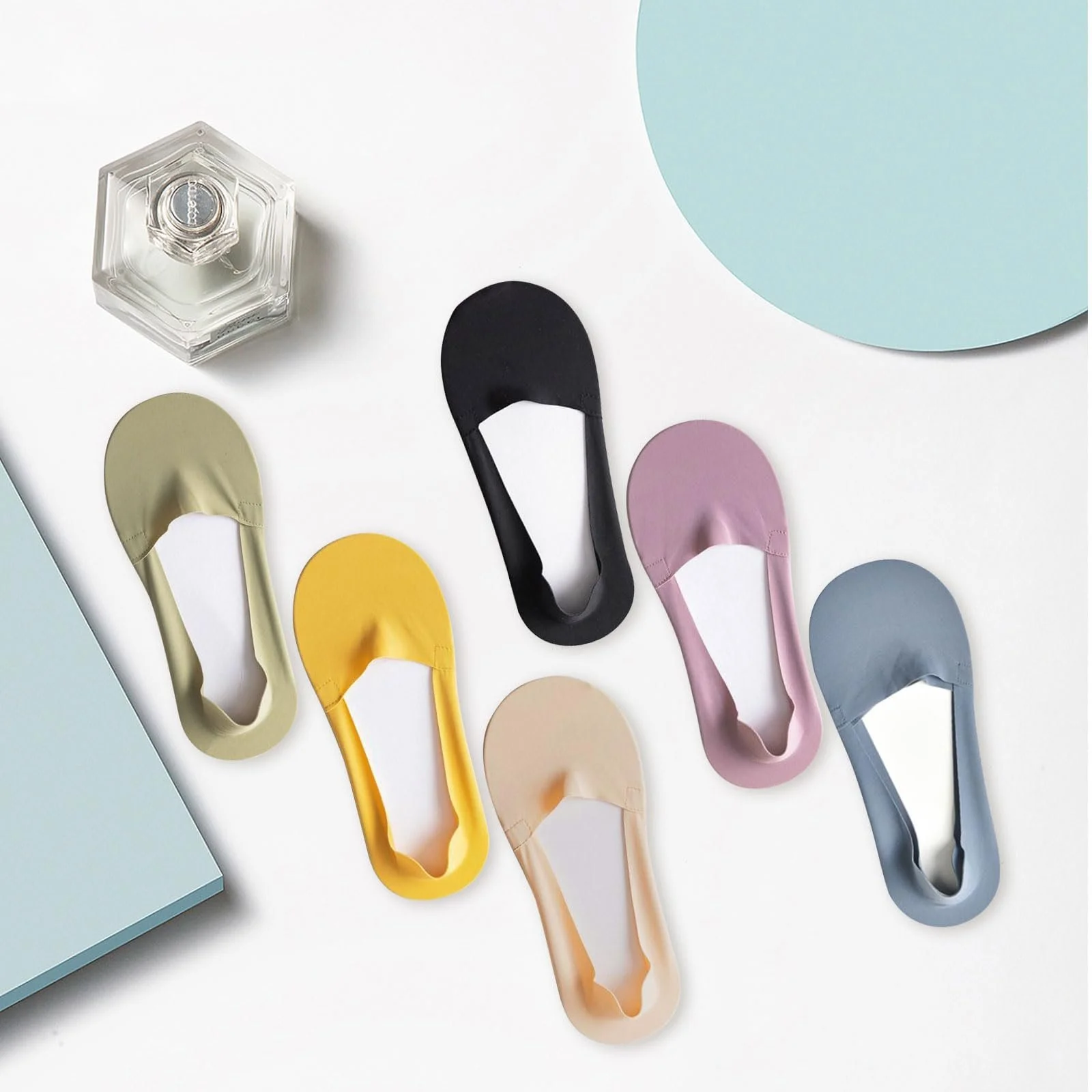 6 пар жіночих шкарпеток з льодяного шовку, нековзні, фото №7