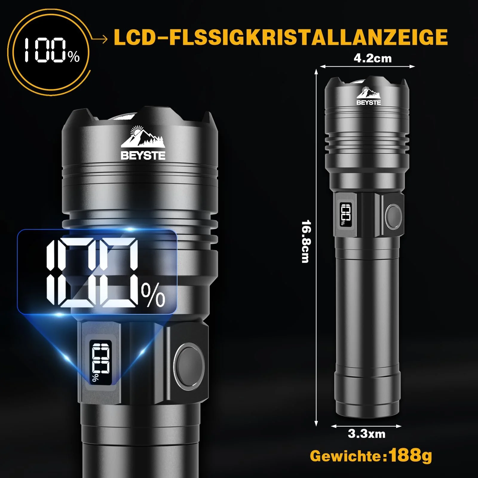 Ліхтар LED Акумуляторний 500 000 Люмен, LED Надзвичайно Яскравий Працює від Акумулятора, Дуже Яскравий Тактичний, фото №3