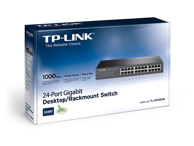 Коммутатор TP-LINK TL-SG1024D 24хGE металу столовий/монтаж у стійку, фото №3