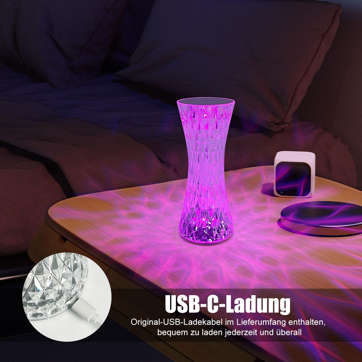 Настільна лампа EXTRASTAR LED Crystal RGB з пультом ДК Сенсорна Акумуляторна, фото №6