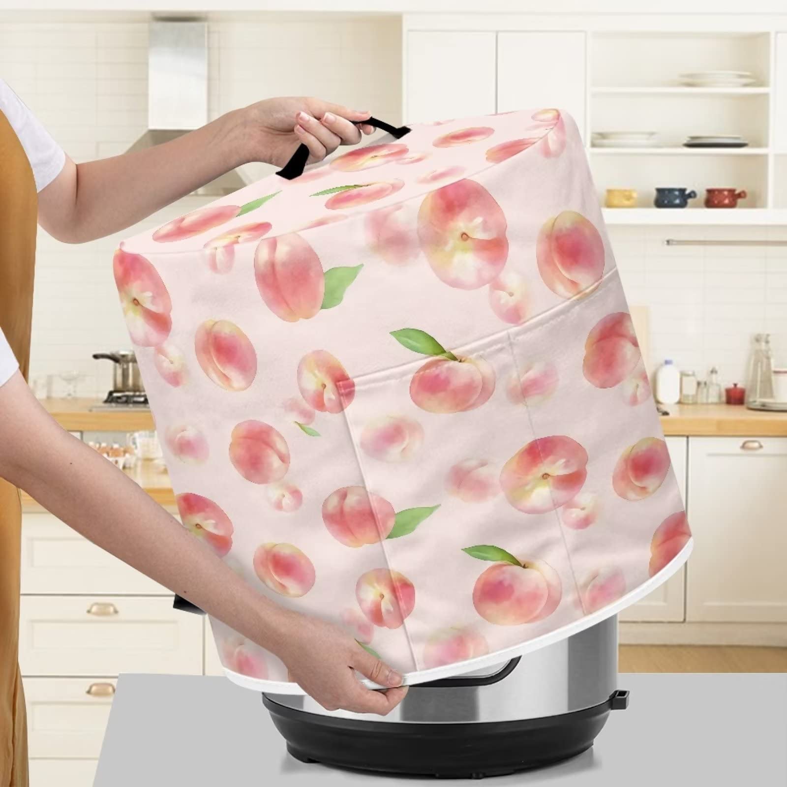 Протектор Poceacles Pink Peach Print Pressure Cooker з чохлом для повільної плити, рисоварки і скороварки Розмір L Рожевий, фото №1