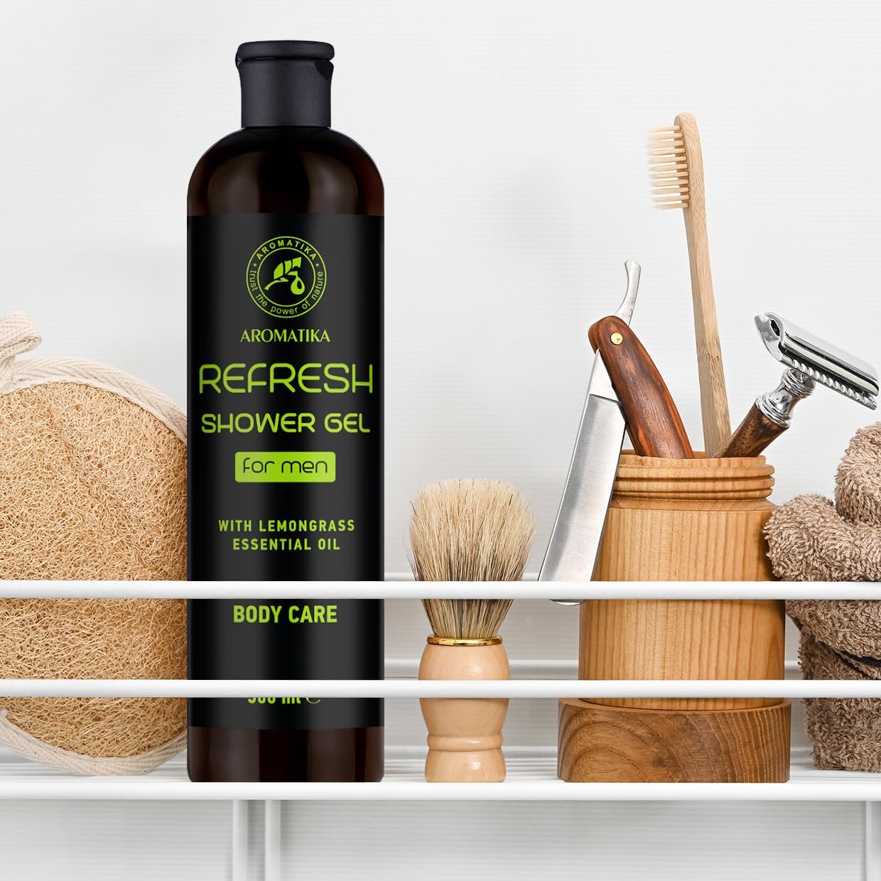 Гель для душа Refreshing с эфирным маслом лемонграсса мужской 500 мл, фото №4