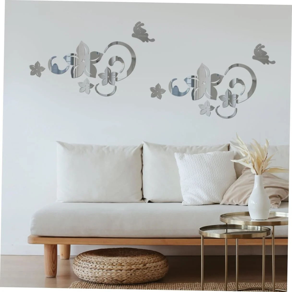 Дзеркальна наклейка на стіну Anneome Flowers Акрилова самоклеюча Срібляста, фото №7