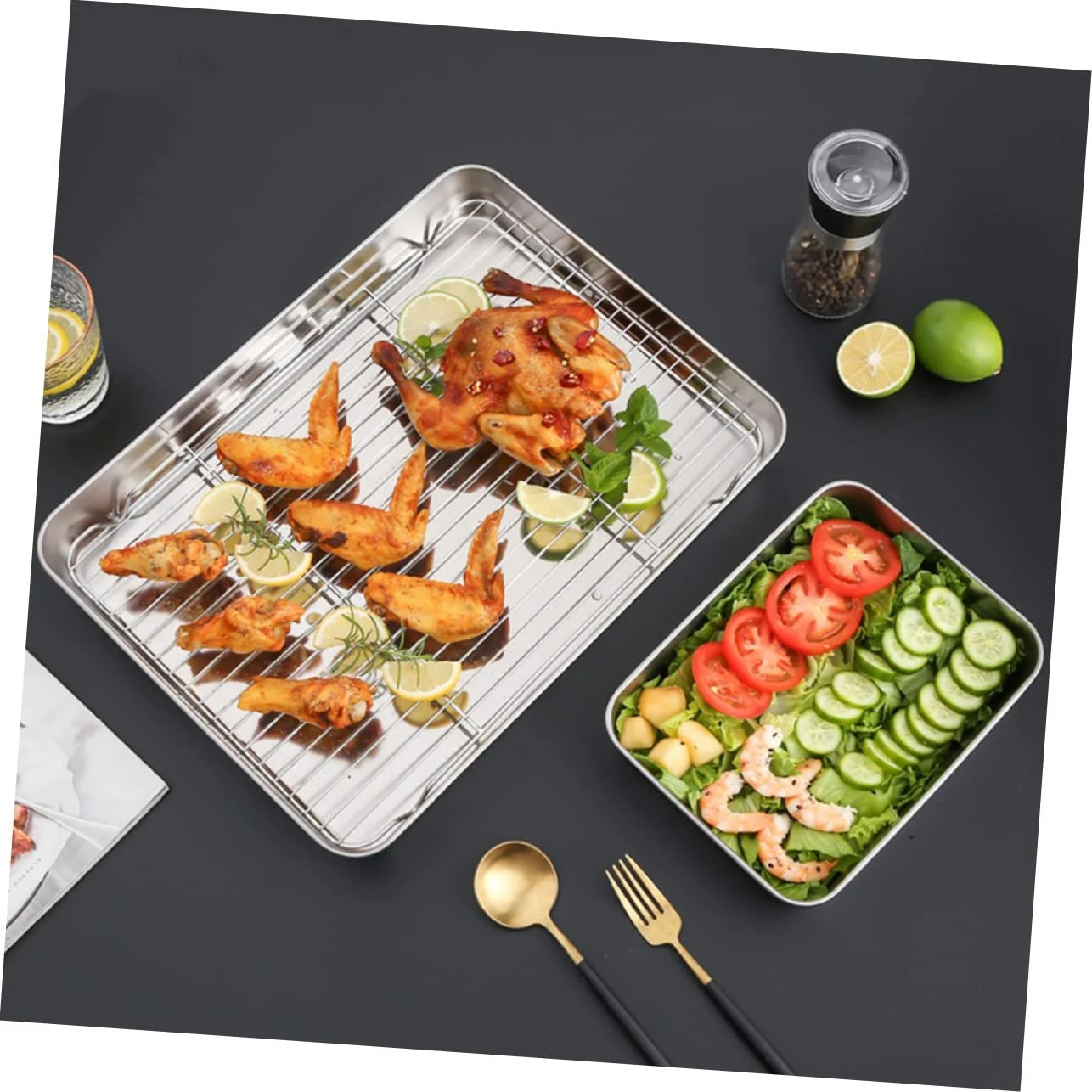 Противень Zerodeko Нержавеющая сталь японский стиль для гриля и запекания, фото №3