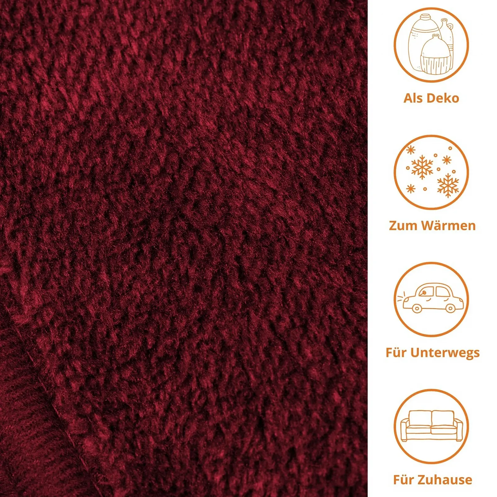 Одеяло Liebling Merino Touch, ультра пушистый плед для дивана или двусторонний плед, можно стирать, 180 x 220 см, карминно-красный, фото №4