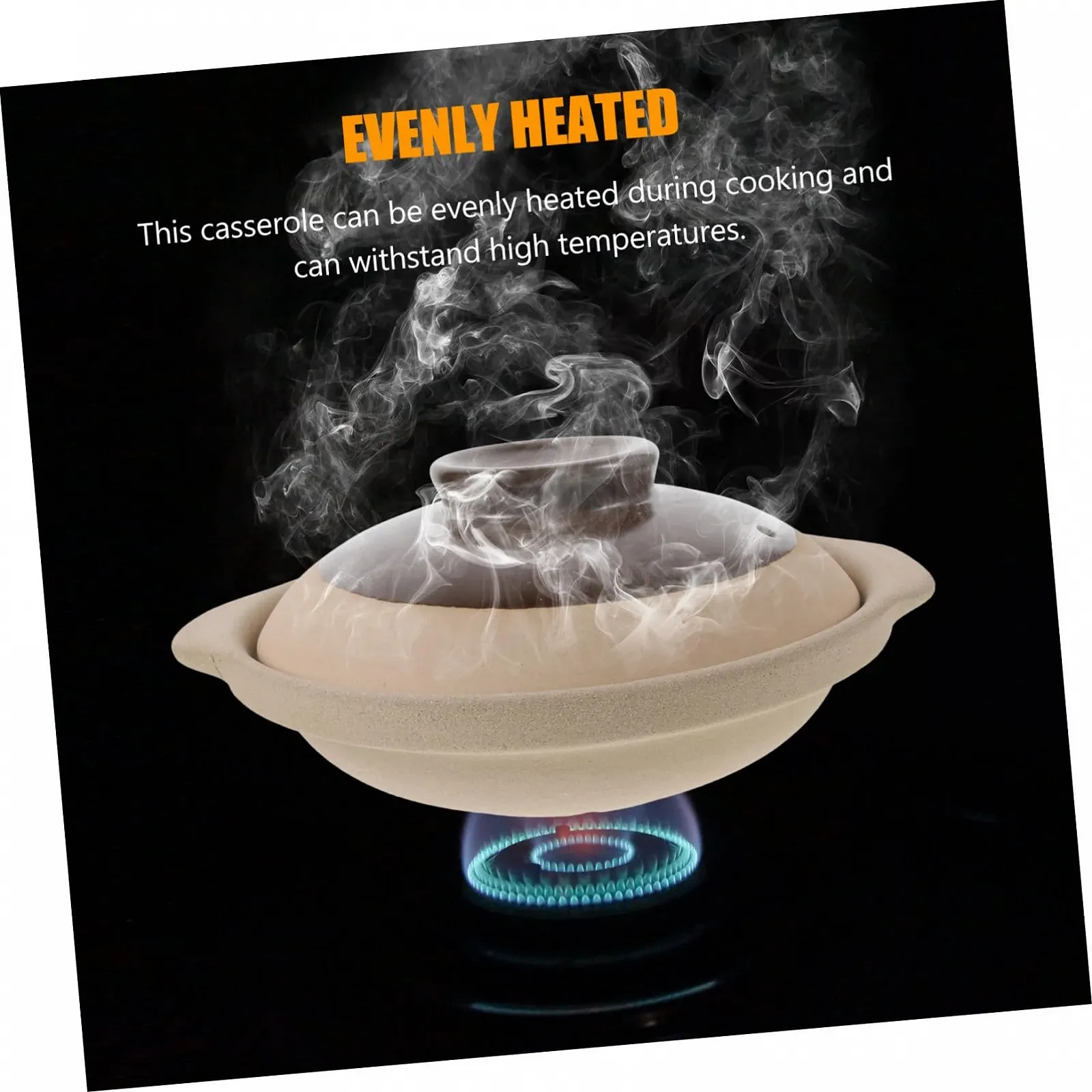 Кастрюля-жаровня POPETPOP Керамическая Термостойкая Кислотостойкая и щелочестойкая С крышкой и двойными ручками для газовых и керамических плит, фото №5